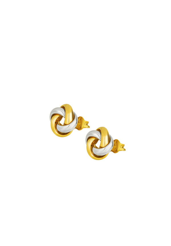 TOMEI Triple Tone Lusso Italia Swirl Knot Earrings, Yellow Gold 916