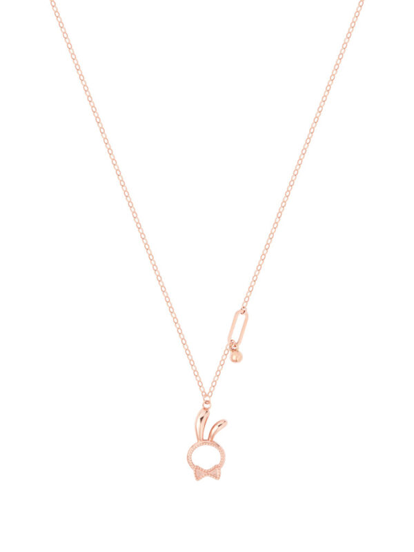 TOMEI Rouge Collection Rabbit With Bow Necklace, Rose Gold 750
