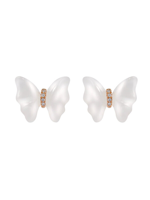 TOMEI Nephrite Collection, Butterfly Earrings, Rose Gold 750