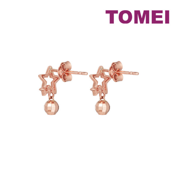 TOMEI Rouge Collection Star Earrings, Rose Gold 750