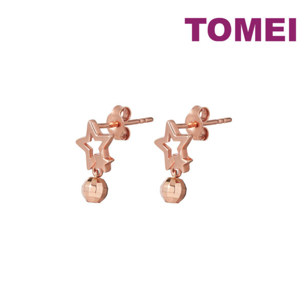 TOMEI Rouge Collection Star Earrings, Rose Gold 750