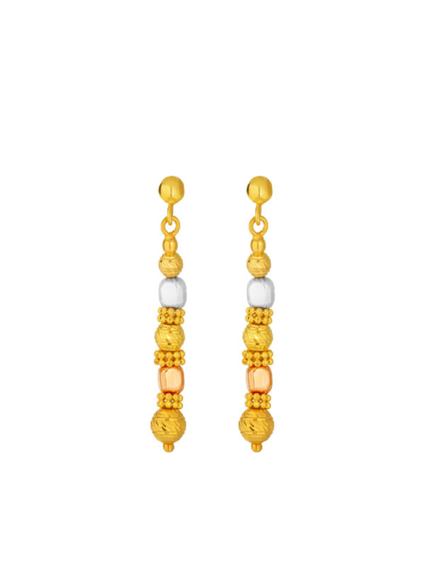 TOMEI Triple Tone Lusso Italia Dangling Beads Earrings, Yellow Gold 916