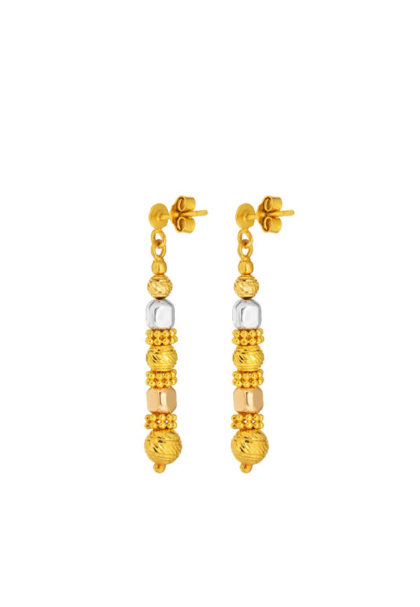 TOMEI Triple Tone Lusso Italia Dangling Beads Earrings, Yellow Gold 916