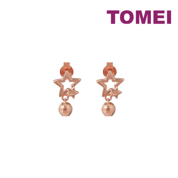 TOMEI Rouge Collection Star Earrings, Rose Gold 750