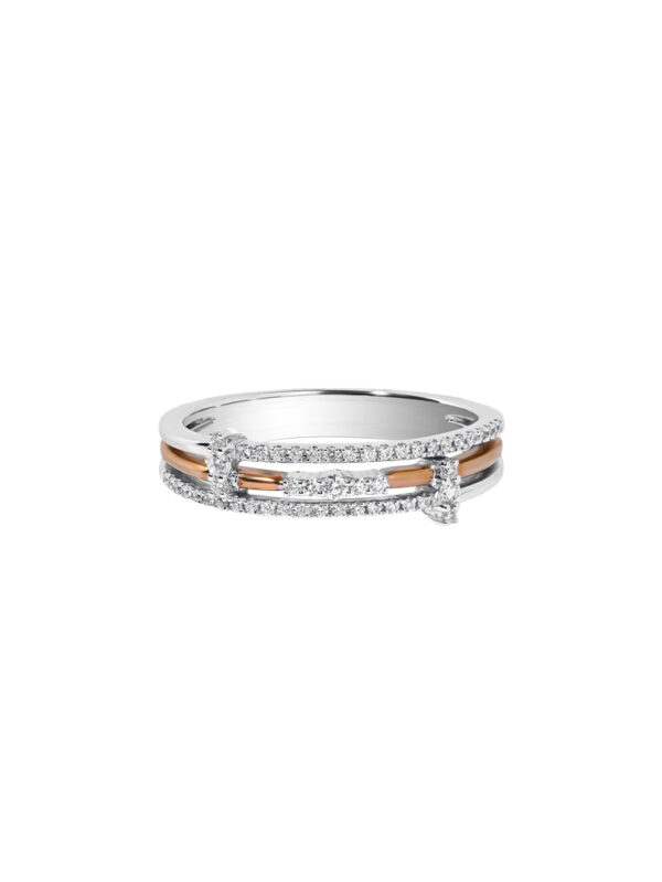 TOMEI Luminous Duet Diamond Ring, White+Rose Gold 750