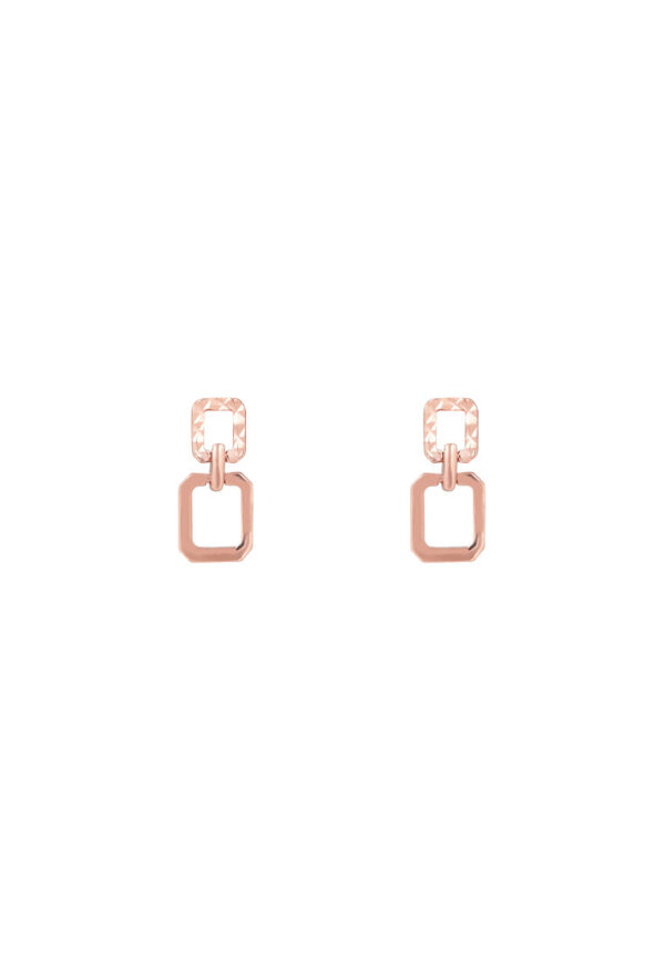 TOMEI Rouge Collection Square-Duo Earrings, Rose Gold 750