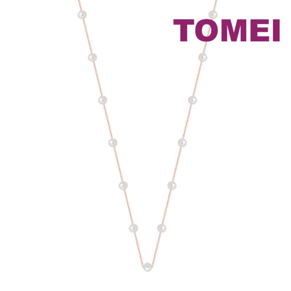 TOMEI Rouge Collection Trendy Pearl Necklace, Rose Gold 750