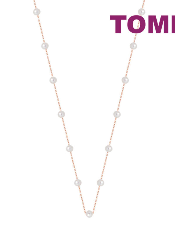 TOMEI Rouge Collection Trendy Pearl Necklace, Rose Gold 750