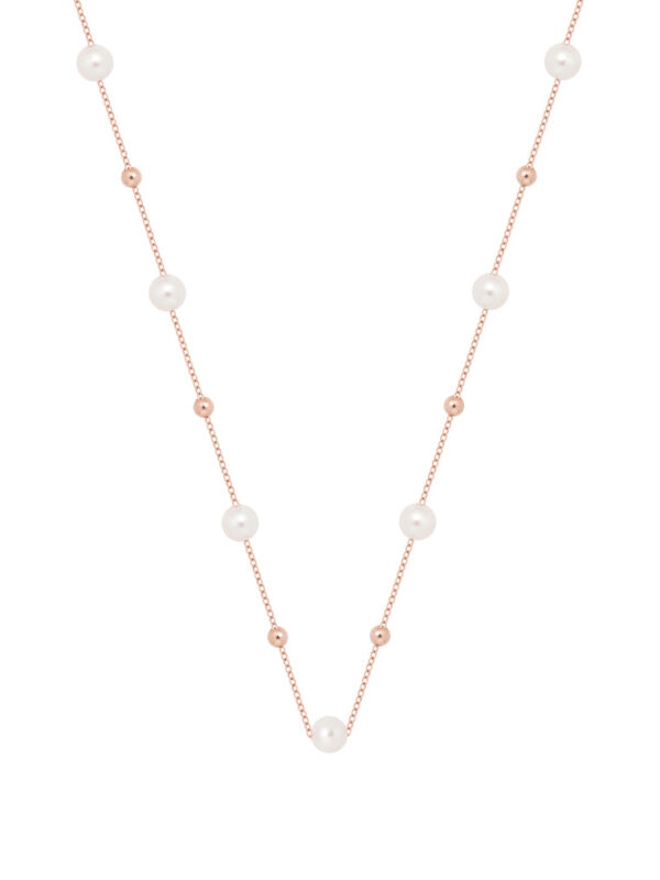TOMEI Rouge Collection Pearl With Bead Necklace, Rose Gold 750