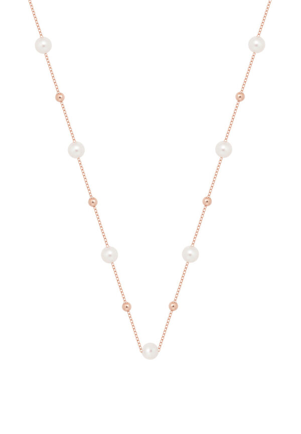 TOMEI Rouge Collection Pearl With Bead Necklace, Rose Gold 750