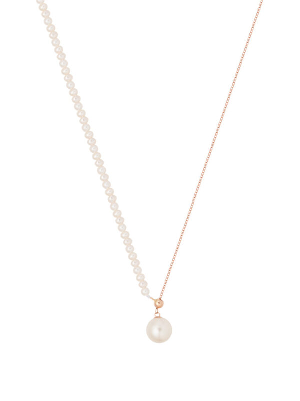 TOMEI Rouge Collection Stylish Pearl Necklace, Rose Gold 750