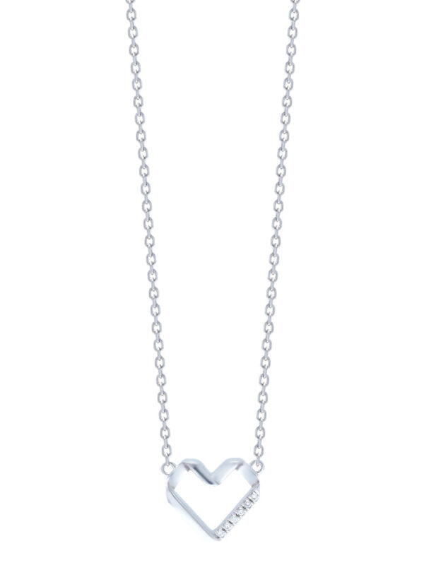 TOMEI Wave-Inspired Heart Shaped Necklace, White Gold 585