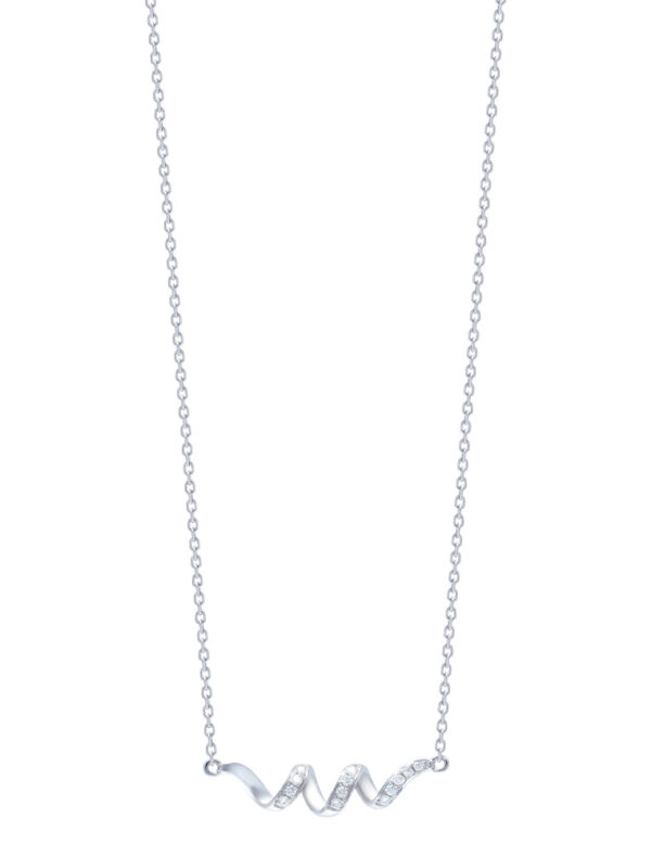TOMEI Wave-Inspired Necklace, White Gold 585