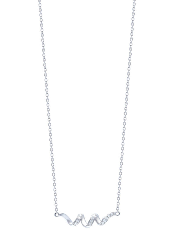 TOMEI Wave-Inspired Necklace, White Gold 585