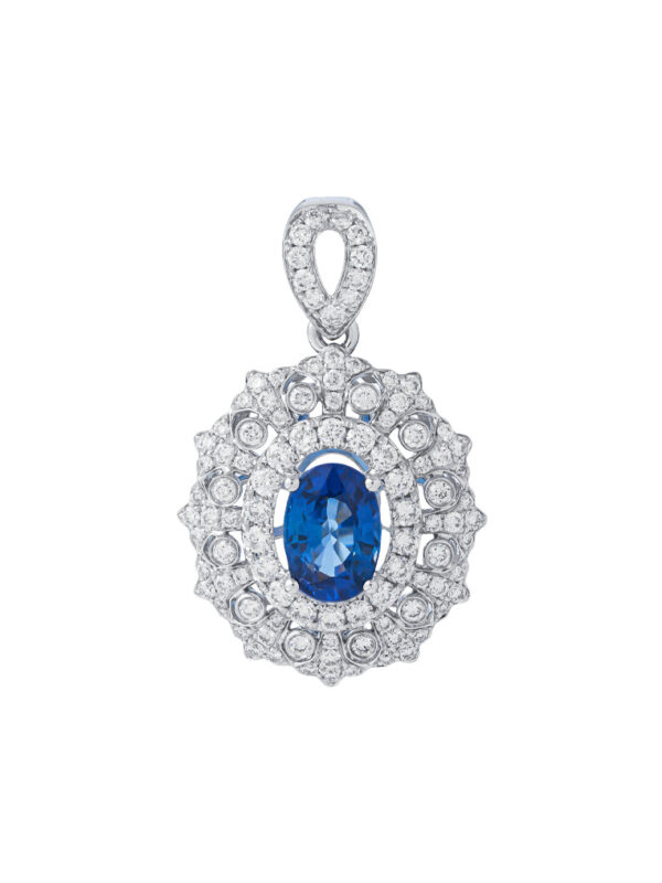 TOMEI Sapphire Diamond Pendant, White Gold 750