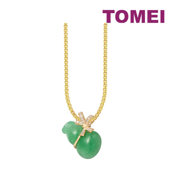 TOMEI Wealthy Gourd Jade Pendant, Yellow Gold 750