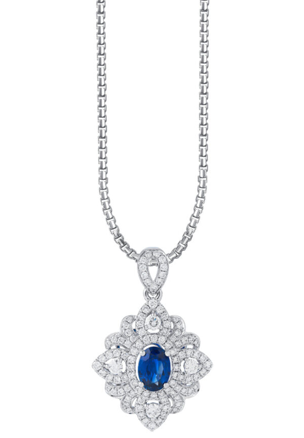 TOMEI Sapphire Pendant, White Gold 750