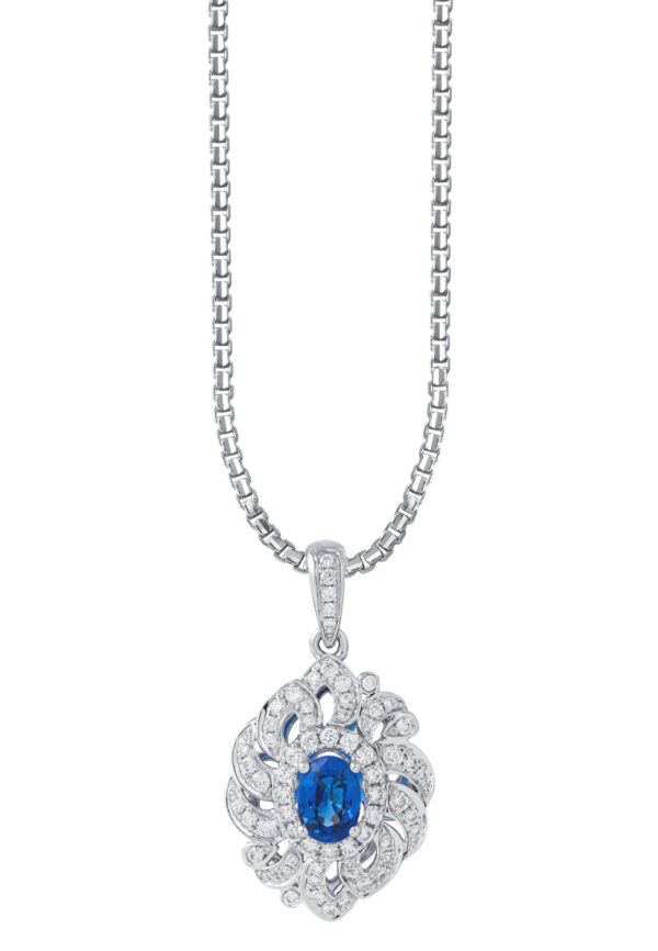 TOMEI Sapphire Pendant, White Gold 750