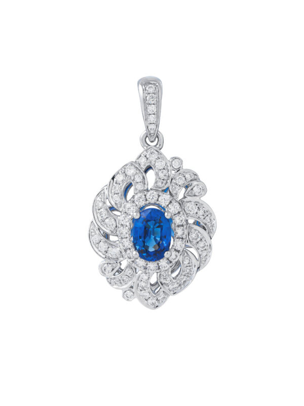 TOMEI Sapphire Pendant, White Gold 750