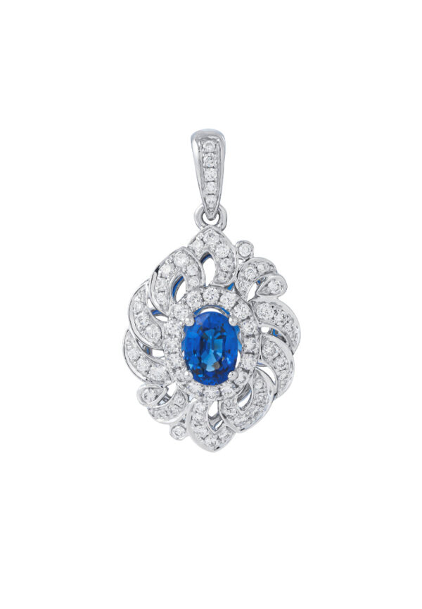 TOMEI Sapphire Pendant, White Gold 750