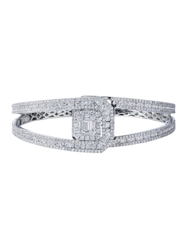 TOMEI The Bloom Series Diamond Bangle, White Gold 750
