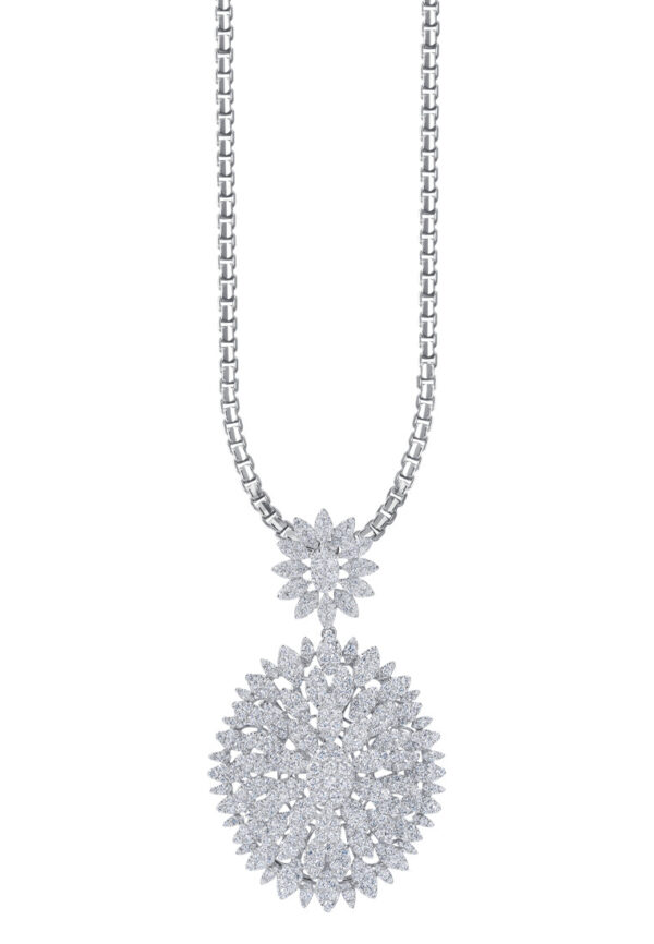 TOMEI The Bloom Series Diamond Pendant, White Gold 750