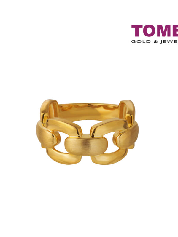 TOMEI Sturdy Linked Ring, Yellow Gold 916