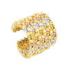 TOMEL Lusso Italia 5 Tiers Tri-Tone Beads Ring, Yellow Gold 916