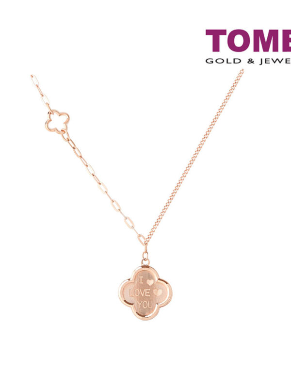 TOMEI Rouge Collection I Love You Clover Necklace I Rose Gold 750 (18K)