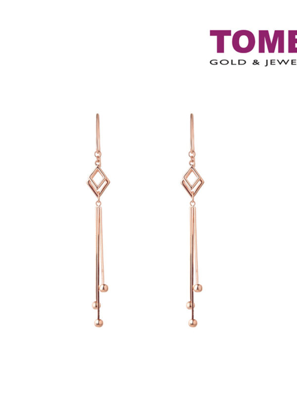 TOMEI Rouge Collection Quadrated Fish Hook Earrings, Rose Gold 750