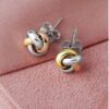 Tri-Tone Love Knot Earrings | Tomei White Gold 585 (14K) (X3NHOE208583-TC-II)