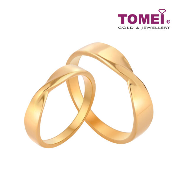 TOMEI Romantic Kiss Couple Rings, Yellow Gold 916 (XD-YG0354R/0355R-1C)