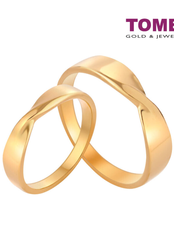 TOMEI Romantic Kiss Couple Rings, Yellow Gold 916 (XD-YG0354R/0355R-1C)