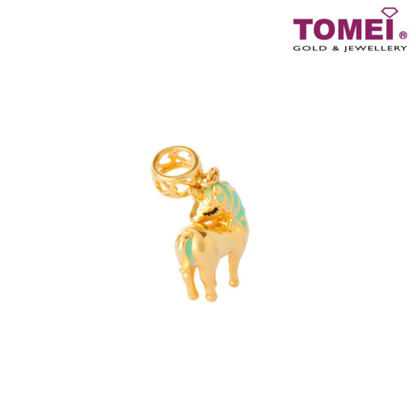 [TOMEI Online Exclusive] Wish Granter Green/Pink Unicorn Charm, Yellow Gold 916