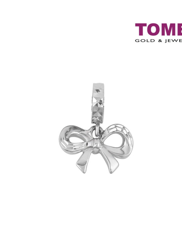 TOMEI Ribbon with Joyful Vibes Charm, White Gold 585 (P5528)