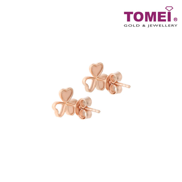 TOMEI Rouge Collection, Three Leaves Clover Earrings, Rose Gold 750