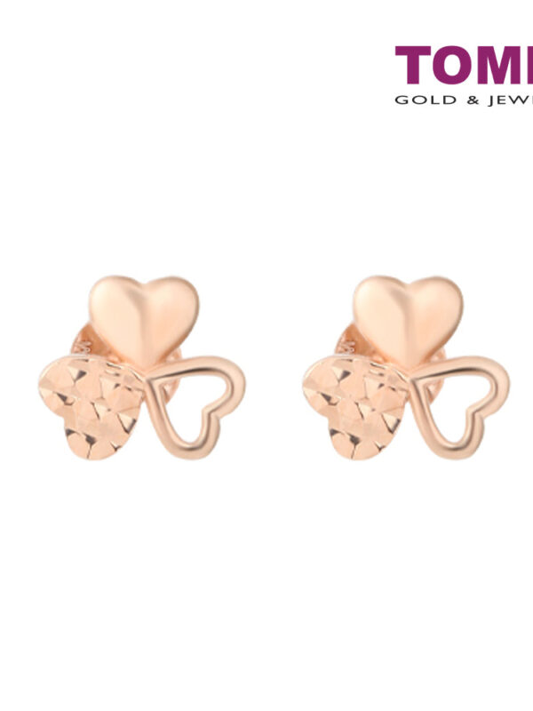 TOMEI Rouge Collection, Three Leaves Clover Earrings, Rose Gold 750