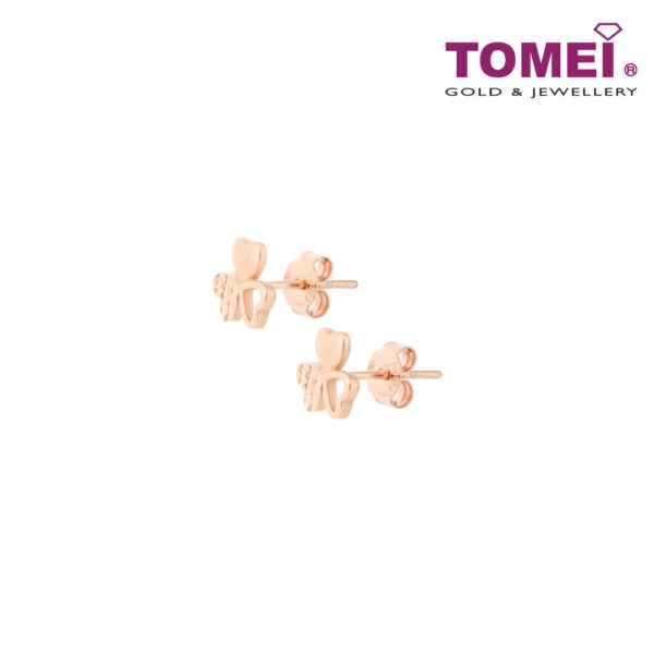 TOMEI Rouge Collection, Three Leaves Clover Earrings, Rose Gold 750
