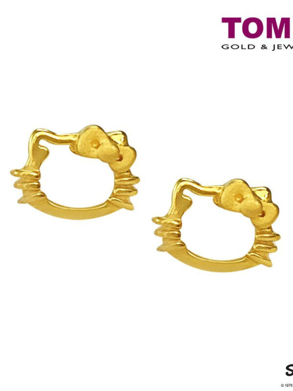 TOMEI x Hello Kitty Gold Kitty Face Earrings, Yellow Gold 916 (HK-YG1125E-1C-2.07G)