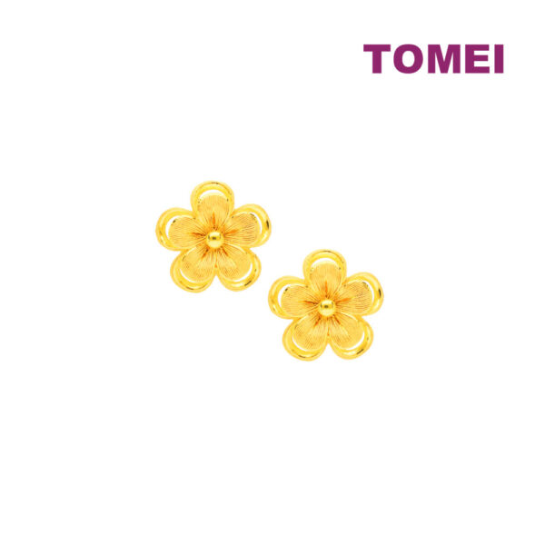 TOMEI X PRIMA GOLD Himalaya Collection Flower Earrings, Yellow Gold 999
