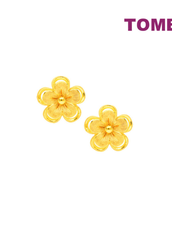 TOMEI X PRIMA GOLD Himalaya Collection Flower Earrings, Yellow Gold 999