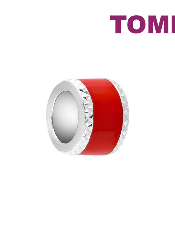 TOMEI White/Red Charm, White Gold 585