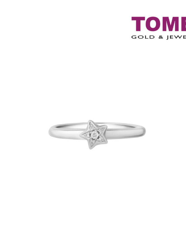 TOMEI [MIX and MATCH] A Shining Star ring, White Gold 375W (R4185)