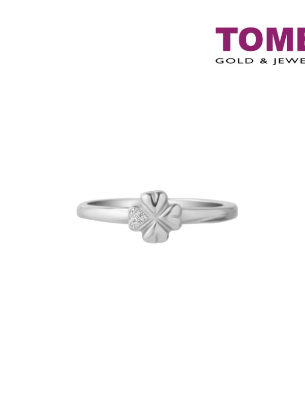 TOMEI [MIX AND MATCH] Flower Motive Ring, White Gold 375W (R4179)