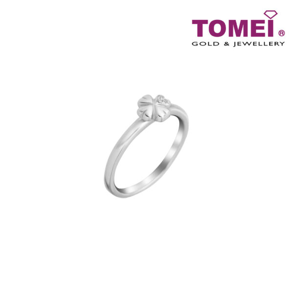 TOMEI [MIX AND MATCH] Flower Motive Ring, White Gold 375W (R4179)