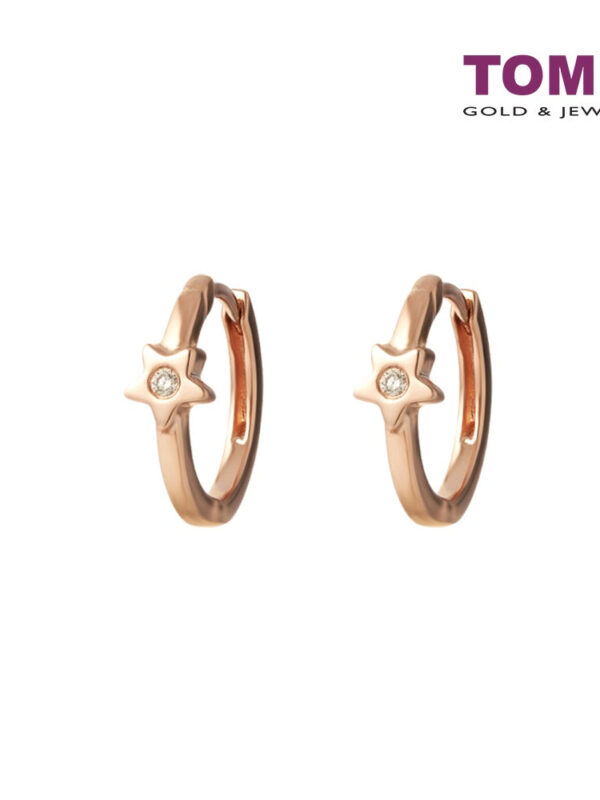 TOMEI [Online Exclusive] Little Star Loop Earrings, Rose Gold 375