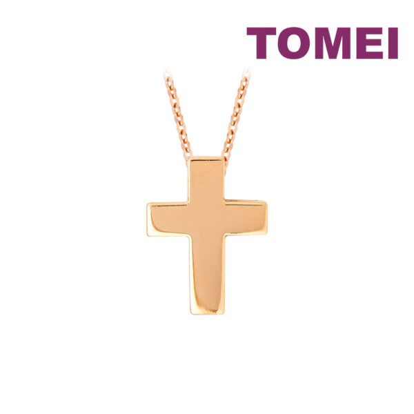 TOMEI Rouge Collection Perfect Cross Necklace, Rose Gold 750