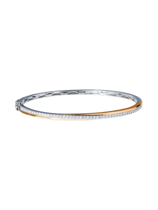 TOMEI Rosy Winter Collection Diamond Bangle, White+Rose Gold 585