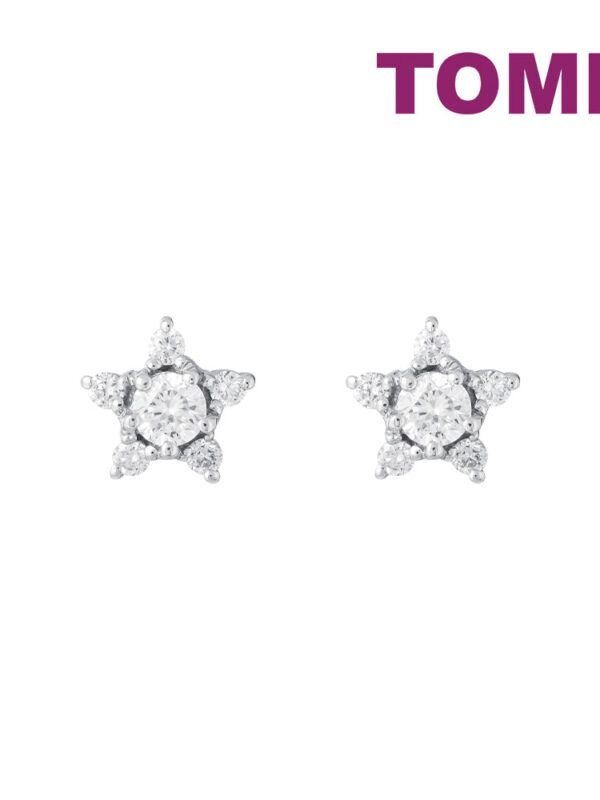 TOMEI Star Diamond Earrings, White Gold 750