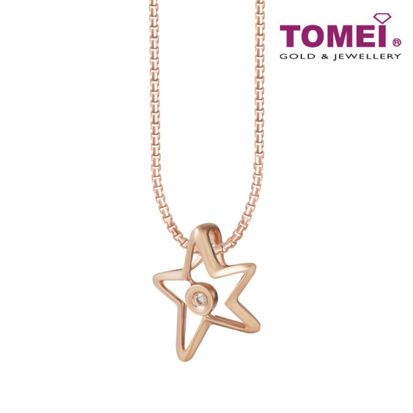 TOMEI [Online Exclusive] Minimalist Star Pendant, Rose Gold 375